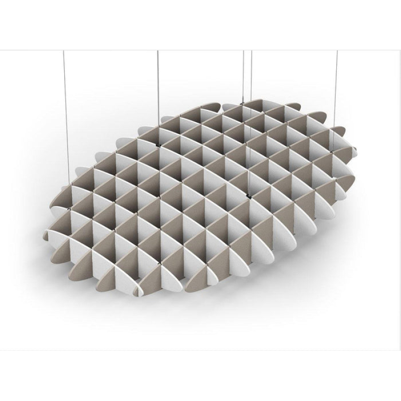 Acoustic Ceiling Sound Trap - 1200mm x 1800mm Oval - White | Dark Beige
