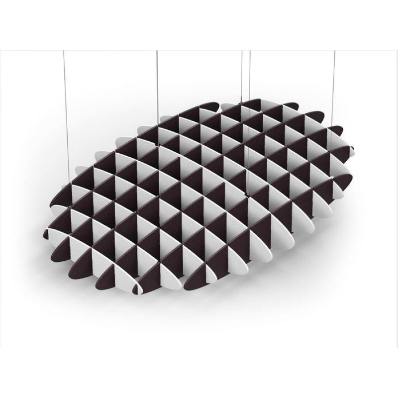 Acoustic Ceiling Sound Trap - 1200mm x 1800mm Oval - White | Dark Maroon