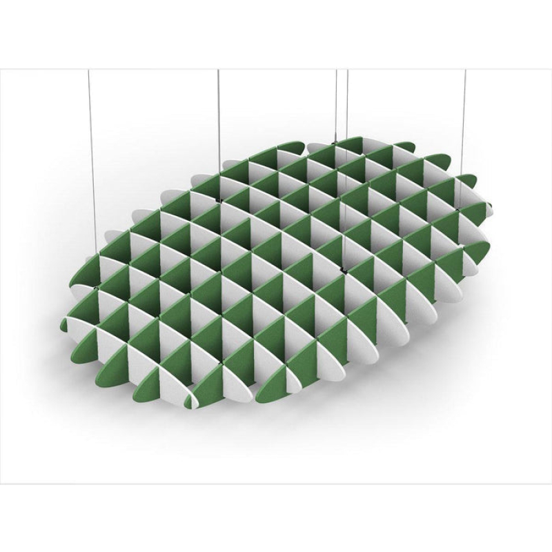 Acoustic Ceiling Sound Trap - 1200mm x 1800mm Oval - White | Green