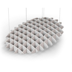 Acoustic Ceiling Sound Trap - 1200mm x 1800mm Oval - White | Light Beige