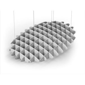 Acoustic Ceiling Sound Trap - 1200mm x 1800mm Oval - White | Marble Grey