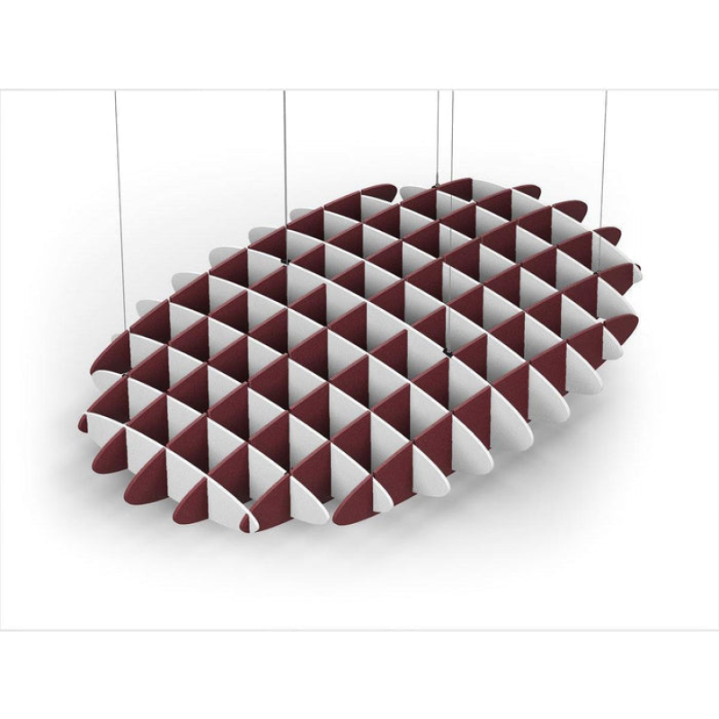 Acoustic Ceiling Sound Trap - 1200mm x 1800mm Oval - White | Maroon