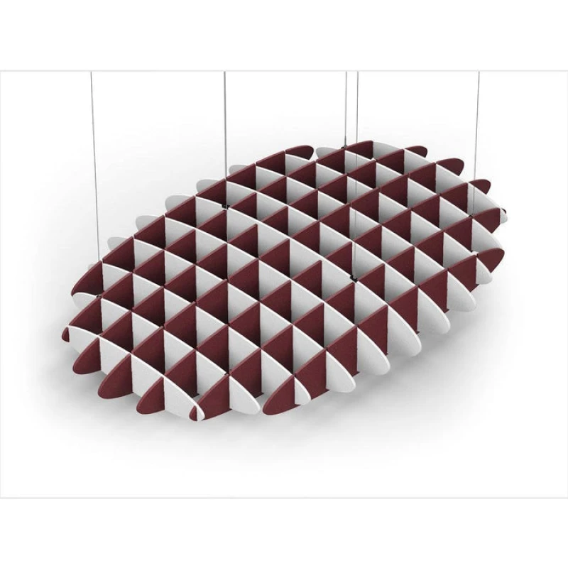 Acoustic Ceiling Sound Trap - 1200mm x 1800mm Oval - White | Maroon