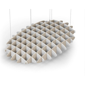Acoustic Ceiling Sound Trap - 1200mm x 1800mm Oval - White | Natural