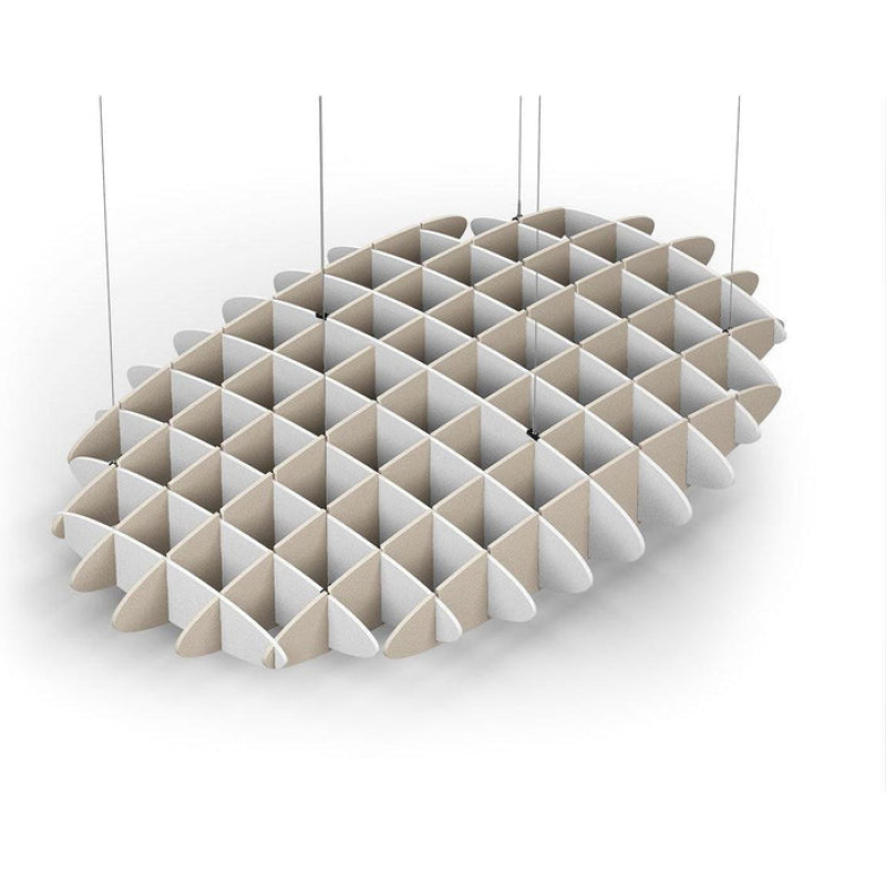 Acoustic Ceiling Sound Trap - 1200mm x 1800mm Oval - White | Natural