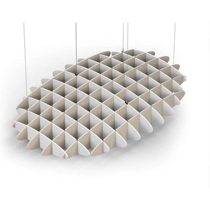 Acoustic Ceiling Sound Trap - 1200mm x 1800mm Oval - White | Natural