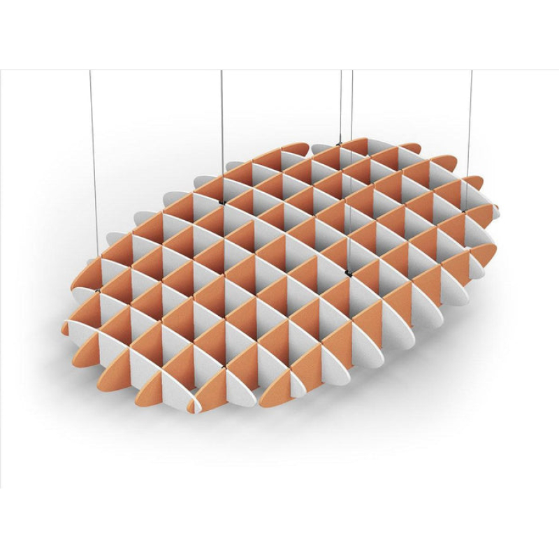 Acoustic Ceiling Sound Trap - 1200mm x 1800mm Oval - White | Orange