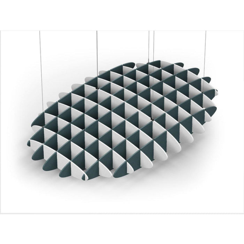 Acoustic Ceiling Sound Trap - 1200mm x 1800mm Oval - White | Peacock Green