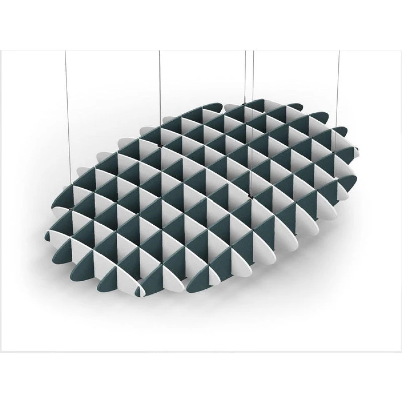 Acoustic Ceiling Sound Trap - 1200mm x 1800mm Oval - White | Peacock Green