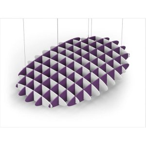 Acoustic Ceiling Sound Trap - 1200mm x 1800mm Oval - White | Purple
