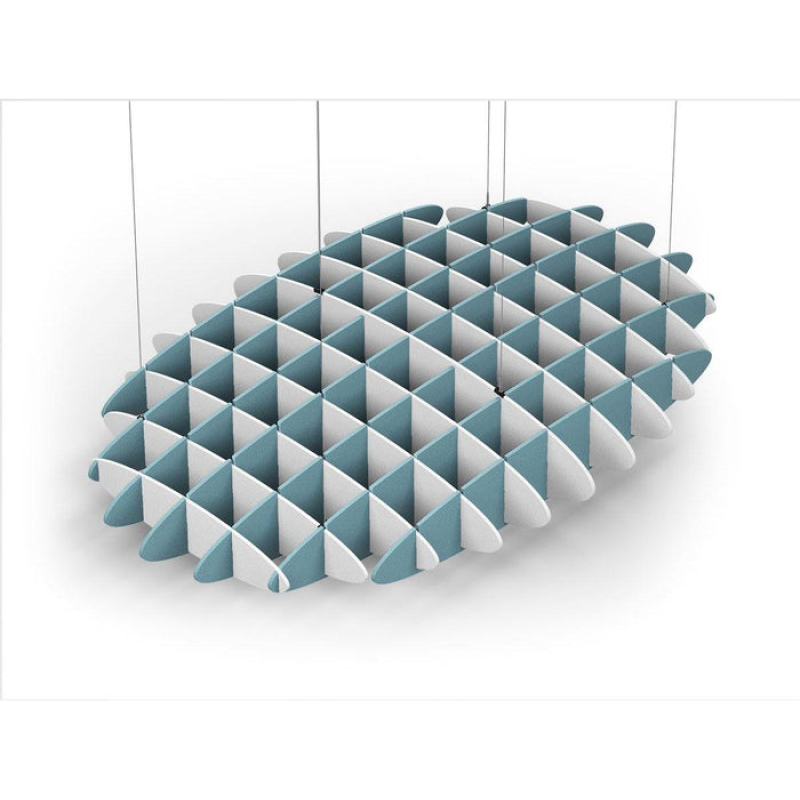 Acoustic Ceiling Sound Trap - 1200mm x 1800mm Oval - White | Sky Blue
