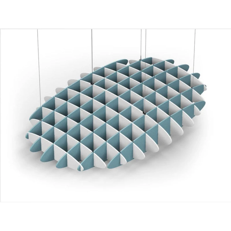 Acoustic Ceiling Sound Trap - 1200mm x 1800mm Oval - White | Sky Blue