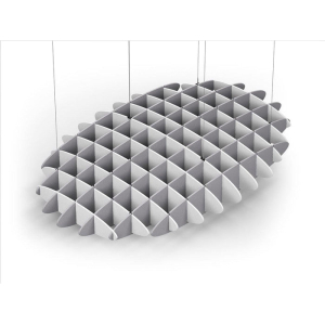 Acoustic Ceiling Sound Trap - 1200mm x 1800mm Oval - White | Slate Grey