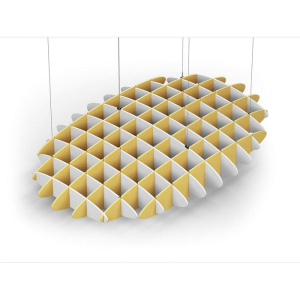 Acoustic Ceiling Sound Trap - 1200mm x 1800mm Oval - White | Yellow