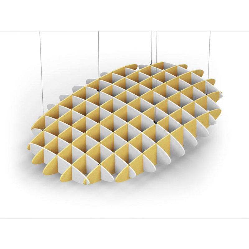 Acoustic Ceiling Sound Trap - 1200mm x 1800mm Oval - White | Yellow