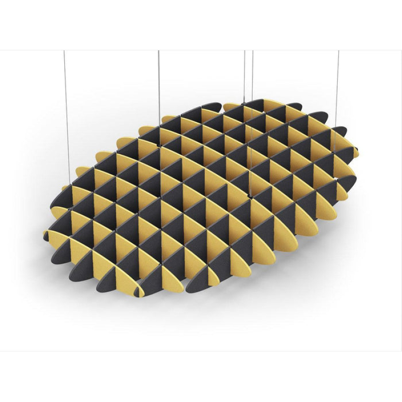 Acoustic Ceiling Sound Trap - 1200mm x 1800mm Oval - Yellow | Charcoal Grey