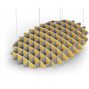 Acoustic Ceiling Sound Trap - 1200mm x 1800mm Oval - Yellow | Dark Beige
