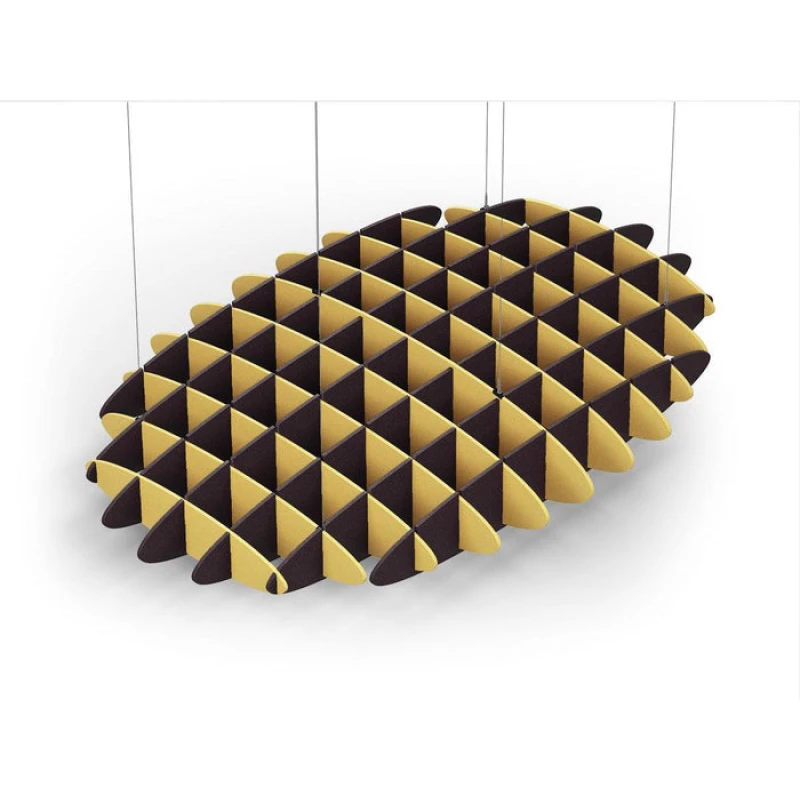 Acoustic Ceiling Sound Trap - 1200mm x 1800mm Oval - Yellow | Dark Maroon