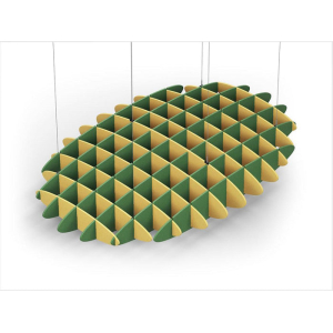 Acoustic Ceiling Sound Trap - 1200mm x 1800mm Oval - Yellow | Green