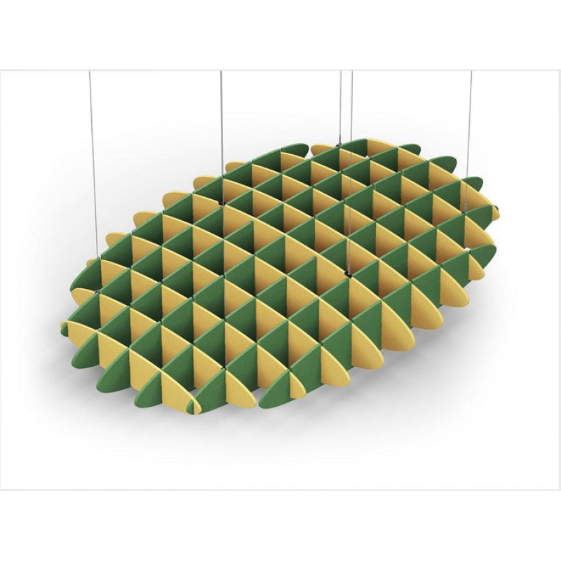 Acoustic Ceiling Sound Trap - 1200mm x 1800mm Oval - Yellow | Green