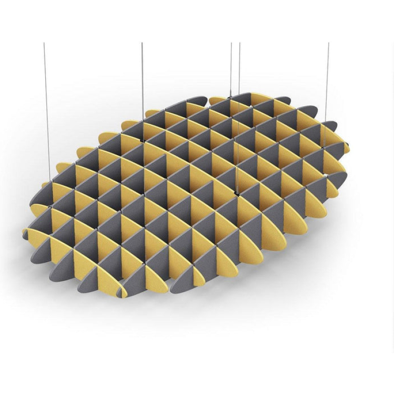 Acoustic Ceiling Sound Trap - 1200mm x 1800mm Oval - Yellow | Grey