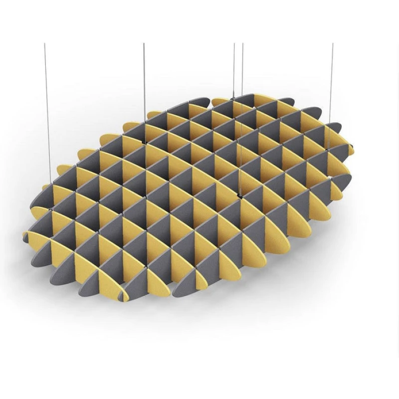 Acoustic Ceiling Sound Trap - 1200mm x 1800mm Oval - Yellow | Grey