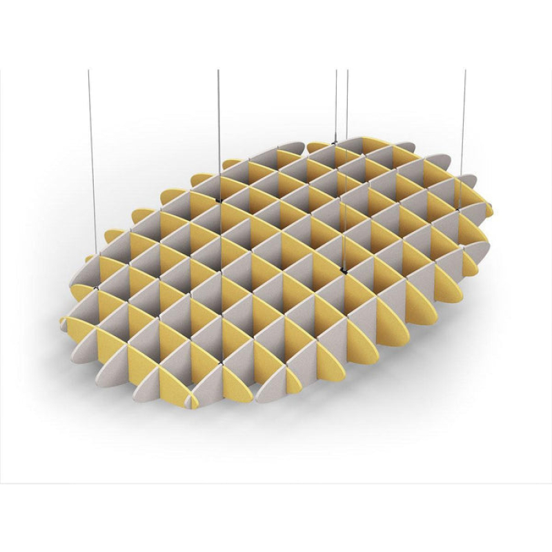 Acoustic Ceiling Sound Trap - 1200mm x 1800mm Oval - Yellow | Light Beige