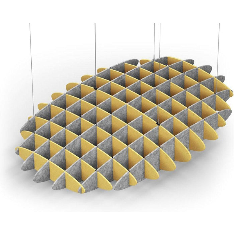 Acoustic Ceiling Sound Trap - 1200mm x 1800mm Oval - Yellow | Marble Grey