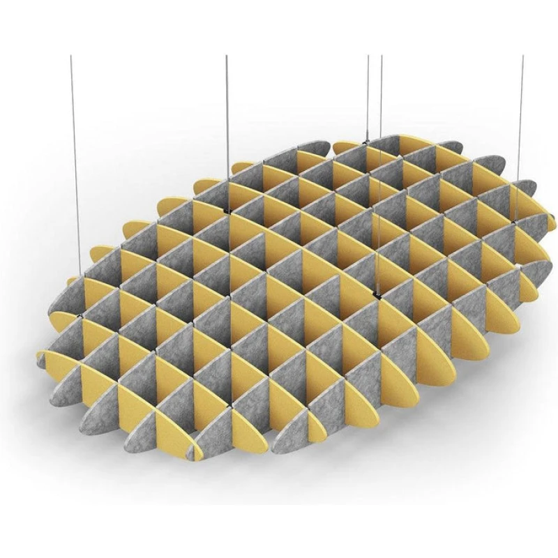 Acoustic Ceiling Sound Trap - 1200mm x 1800mm Oval - Yellow | Marble Grey