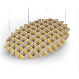 Acoustic Ceiling Sound Trap - 1200mm x 1800mm Oval - Yellow | Natural