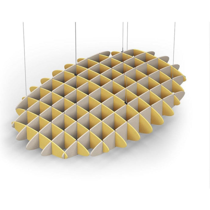 Acoustic Ceiling Sound Trap - 1200mm x 1800mm Oval - Yellow | Natural