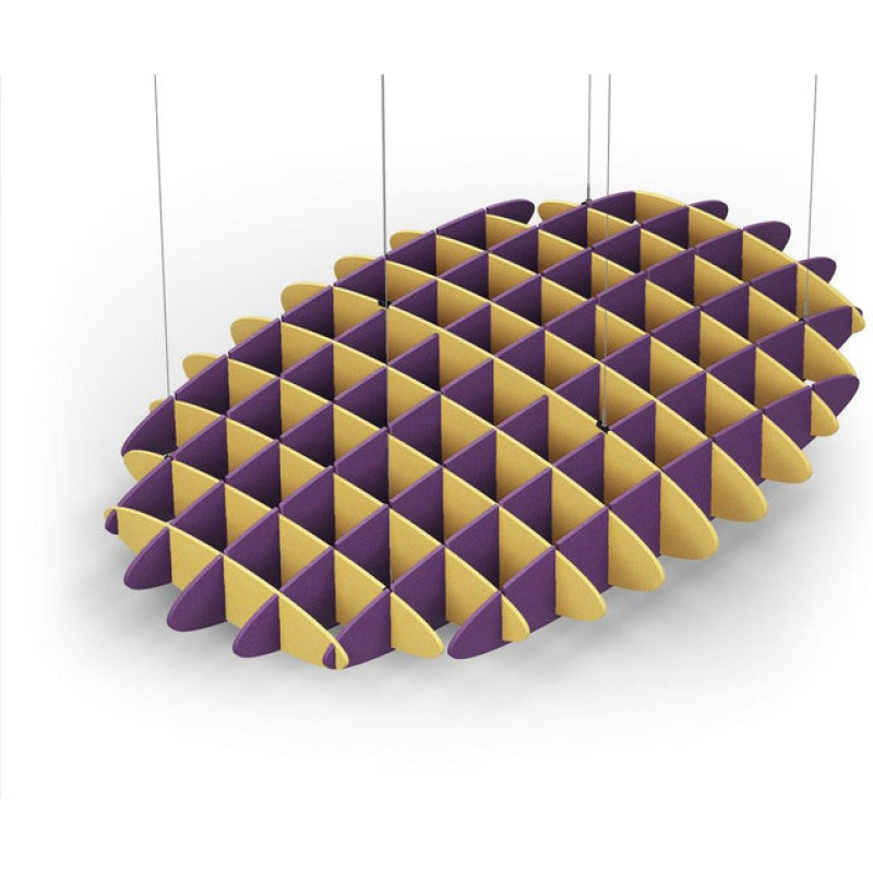 Acoustic Ceiling Sound Trap - 1200mm x 1800mm Oval - Yellow | Purple