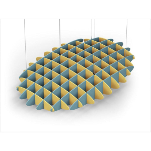 Acoustic Ceiling Sound Trap - 1200mm x 1800mm Oval - Yellow | Sky Blue