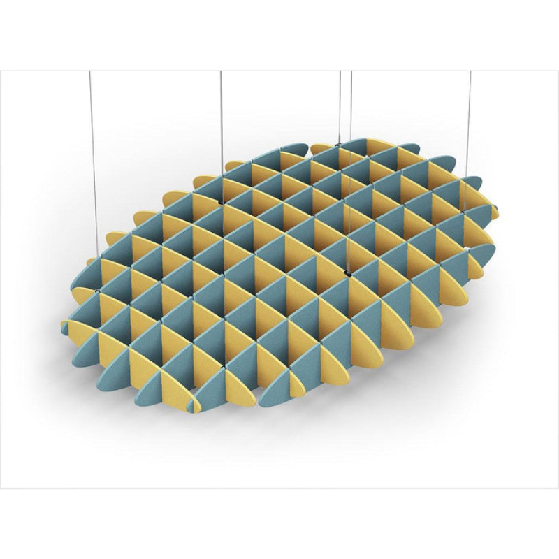 Acoustic Ceiling Sound Trap - 1200mm x 1800mm Oval - Yellow | Sky Blue
