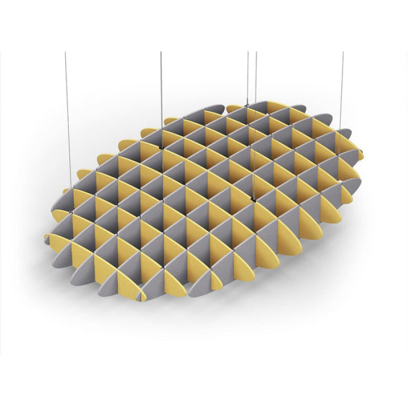 Acoustic Ceiling Sound Trap - 1200mm x 1800mm Oval - Yellow | Slate Grey