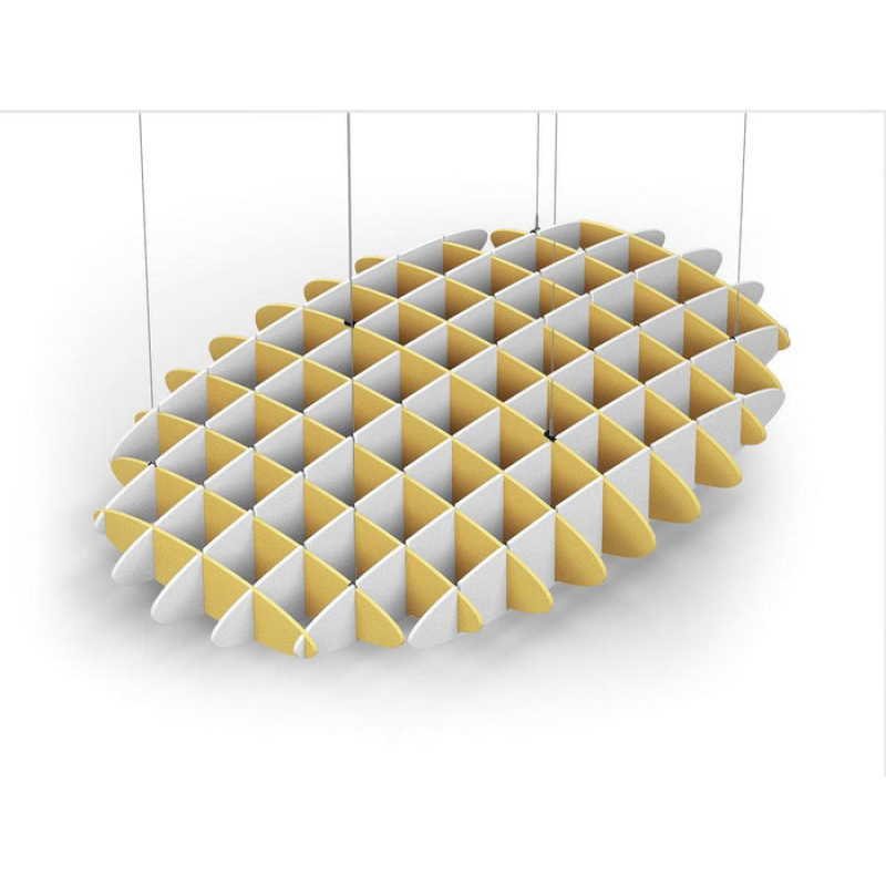 Acoustic Ceiling Sound Trap - 1200mm x 1800mm Oval - Yellow | White
