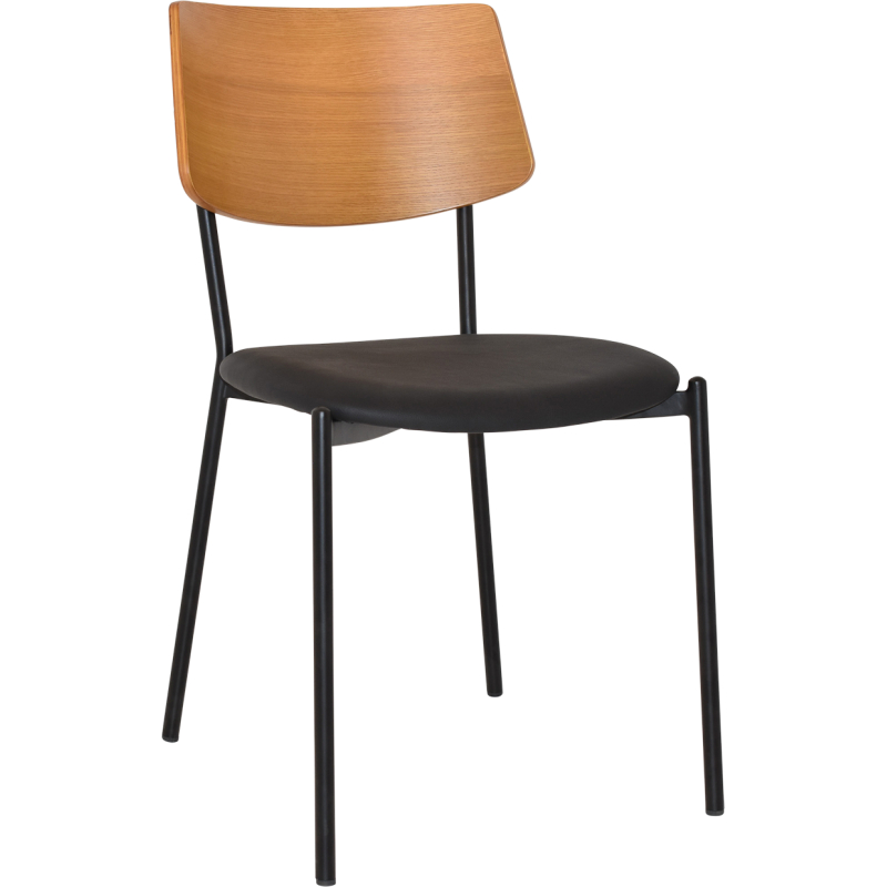 Texas Chair Timber Back Black Vinyl Seat - Image 2