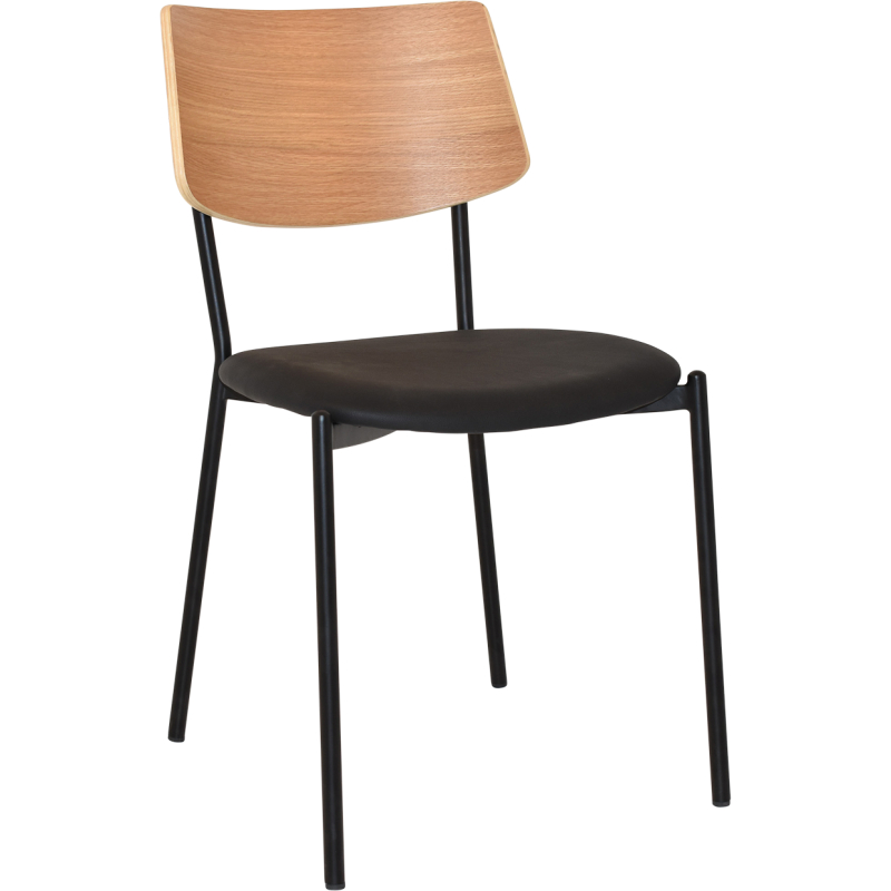 Texas Chair Timber Back Black Vinyl Seat