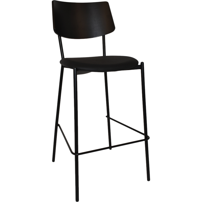 Texas Stool Timber Back Black Vinyl seat - Image 4