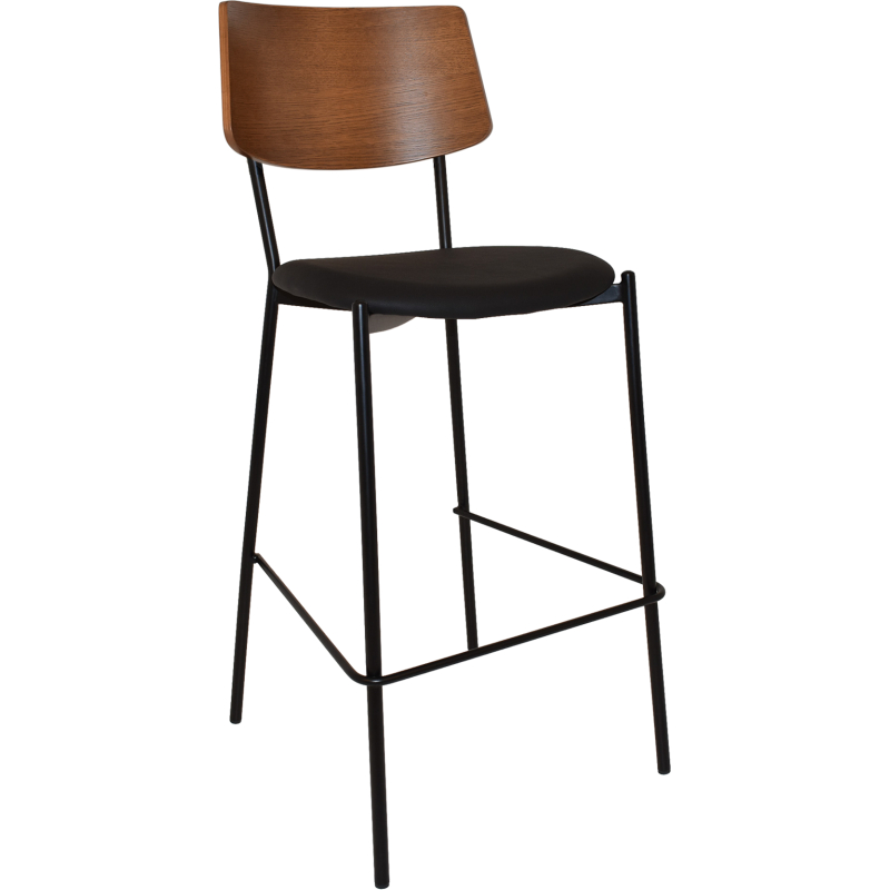 Texas Stool Timber Back Black Vinyl seat - Image 3