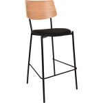 Texas Stool Timber Back Black Vinyl seat