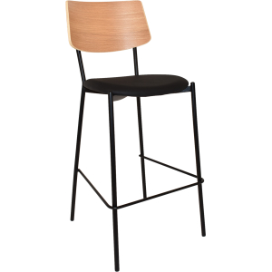 Texas Stool Timber Back Black Vinyl seat