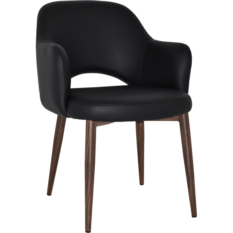 albury arm chair light walnut metal leg