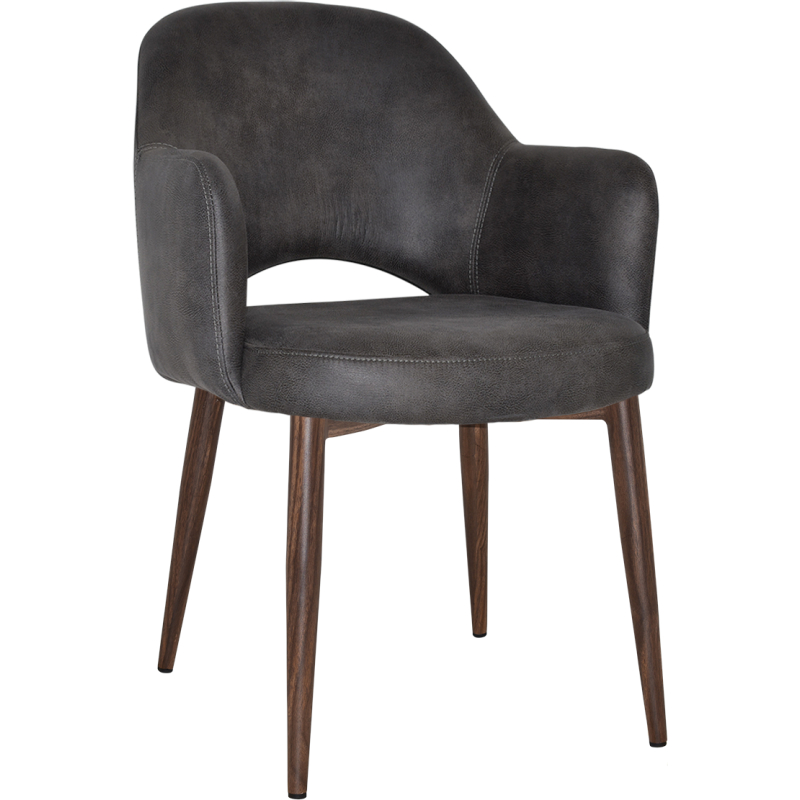 albury arm chair light walnut metal leg