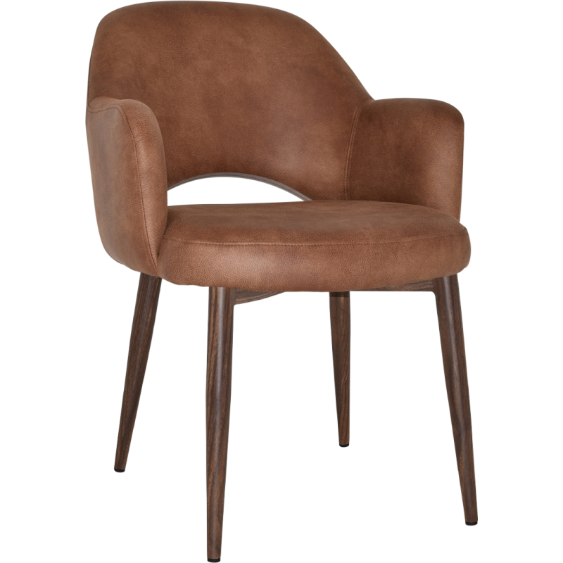 albury arm chair light walnut metal leg