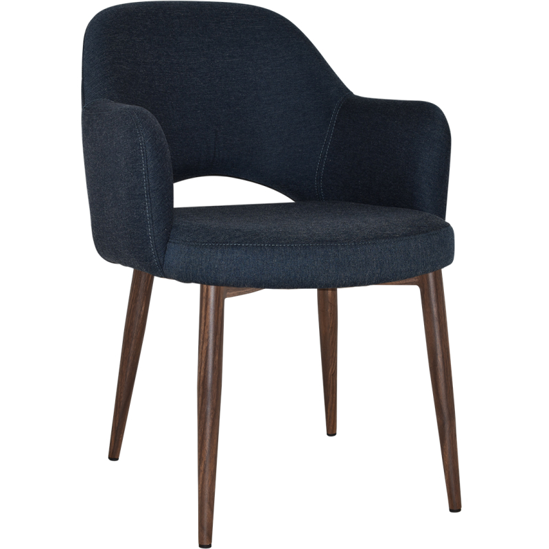 albury arm chair light walnut metal leg