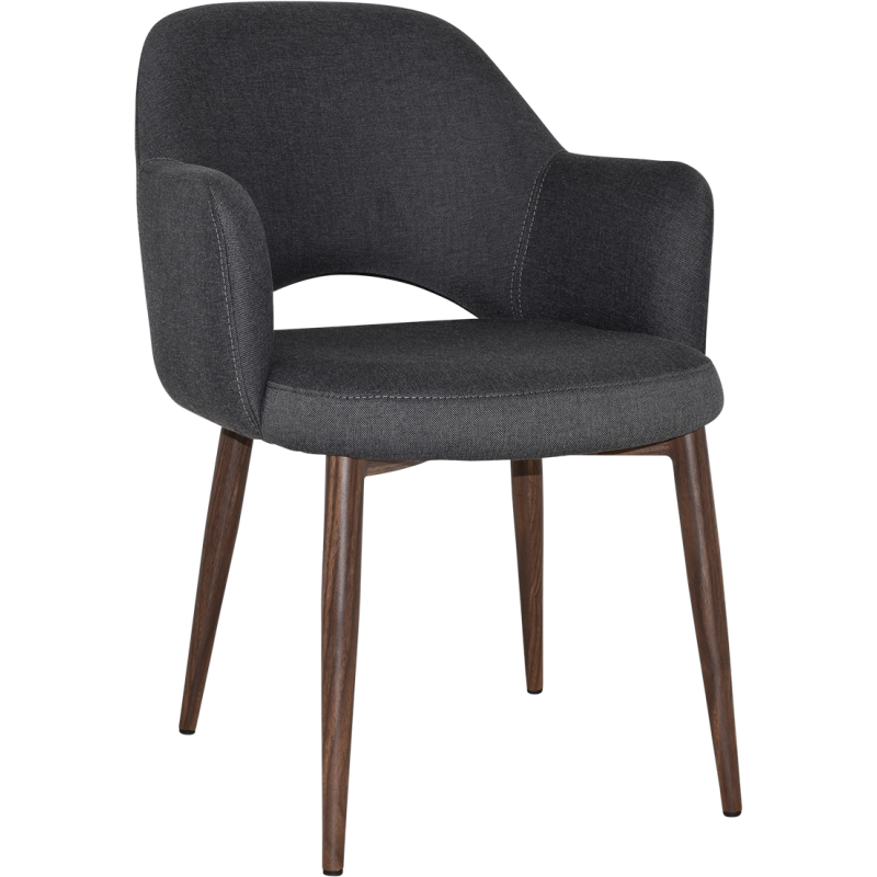 albury arm chair light walnut metal leg