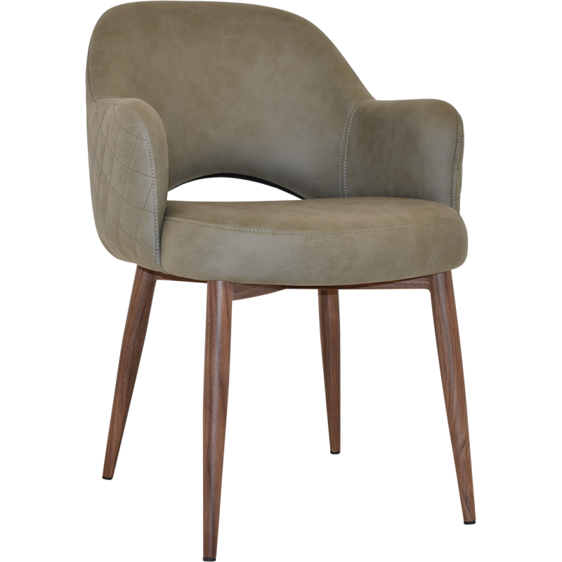 albury arm chair light walnut metal leg