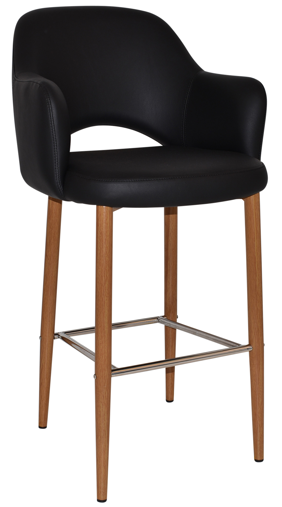 albury arm stool 75cm light oak metal leg