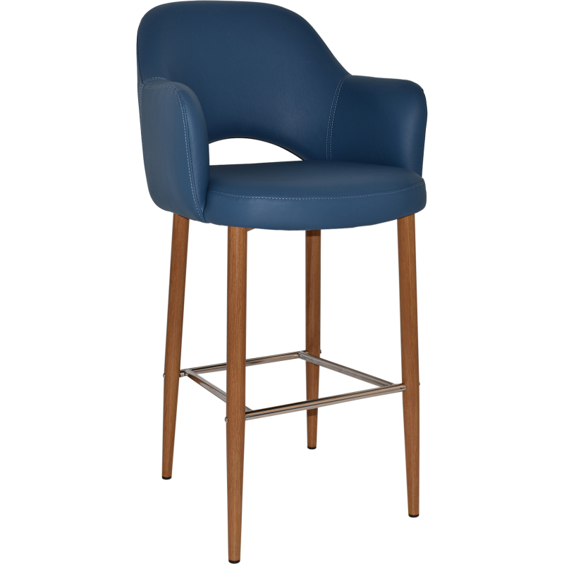 albury arm stool 75cm light oak metal leg